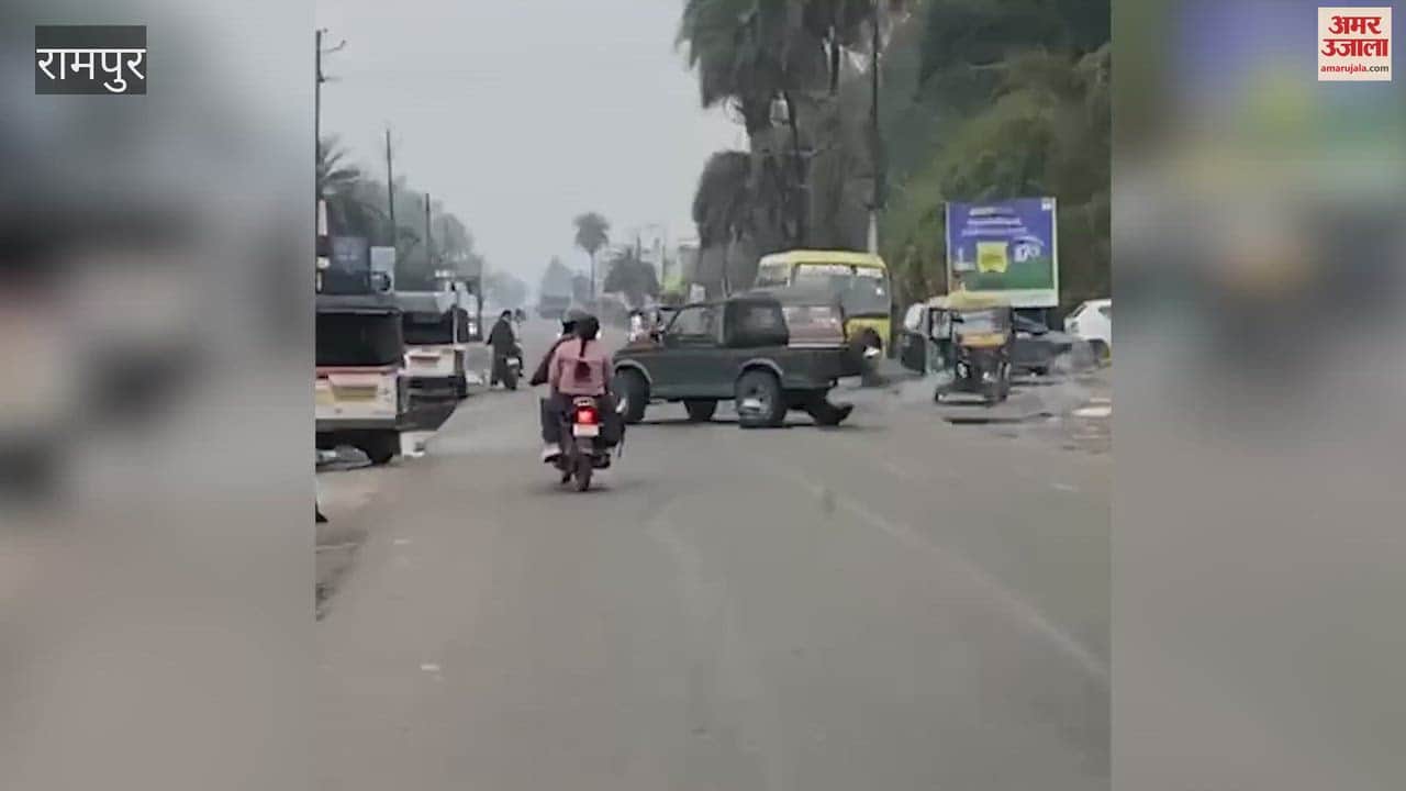driver of the e-rickshaw was thrown onto the bonnet of the jeep after a collision; the jeep driver then sped away
