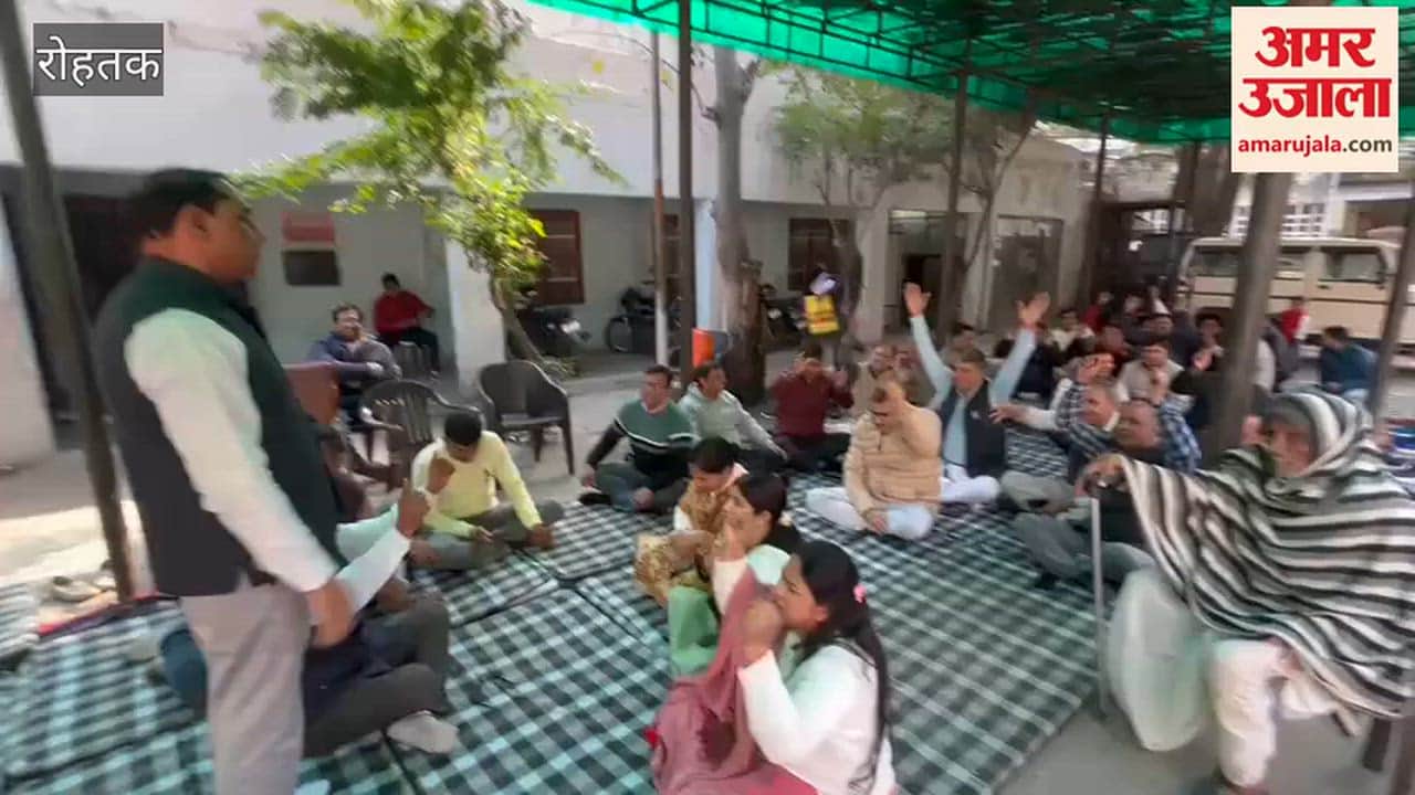 Patwaris held a symbolic protest at the tehsil office in Rohtak