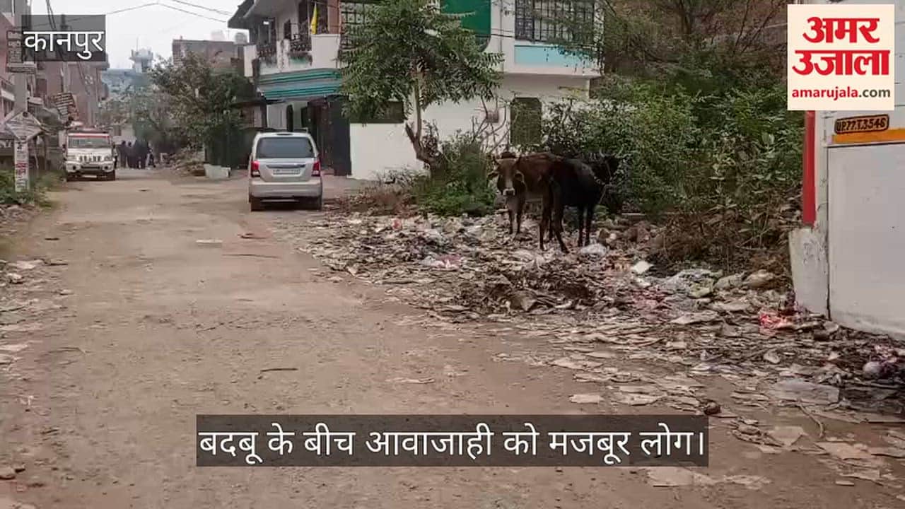 कानपुर: डाकघर जाने वाली राह में गंदगी का पहरा, गोपाल विहार में सड़क किनारे लगा कूड़े का ढेर