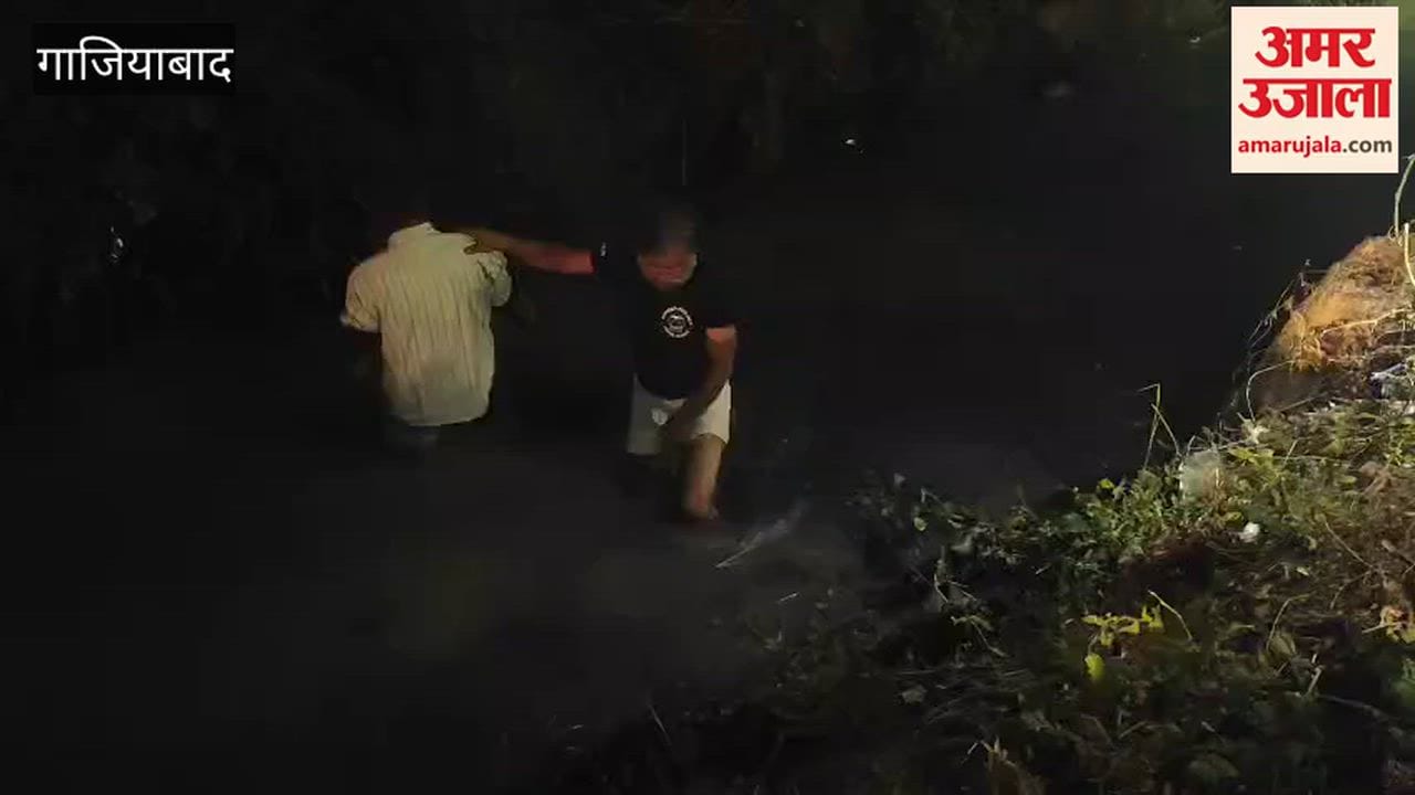 Five youths narrowly escape after a car falls into drain while trying to save a bike in Ghaziabad