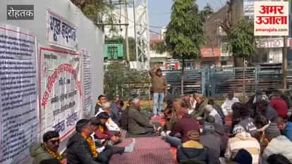 Electricity employees in Rohtak went on a hunger strike against the online transfer policy