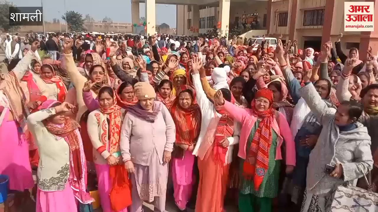 Shamli: Anganwadi workers protest at the Collectorate, demanding to be granted the status of government employees