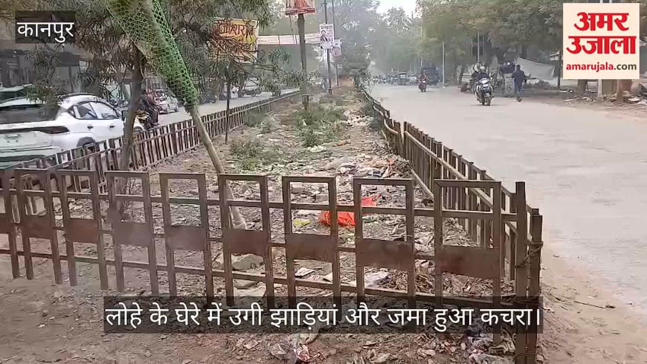 कानपुर: केशव पुरम में सरकारी धन की हरियाली गायब, करोड़ों की रेलिंग के बीच पौधों की जगह पसरी गंदगी