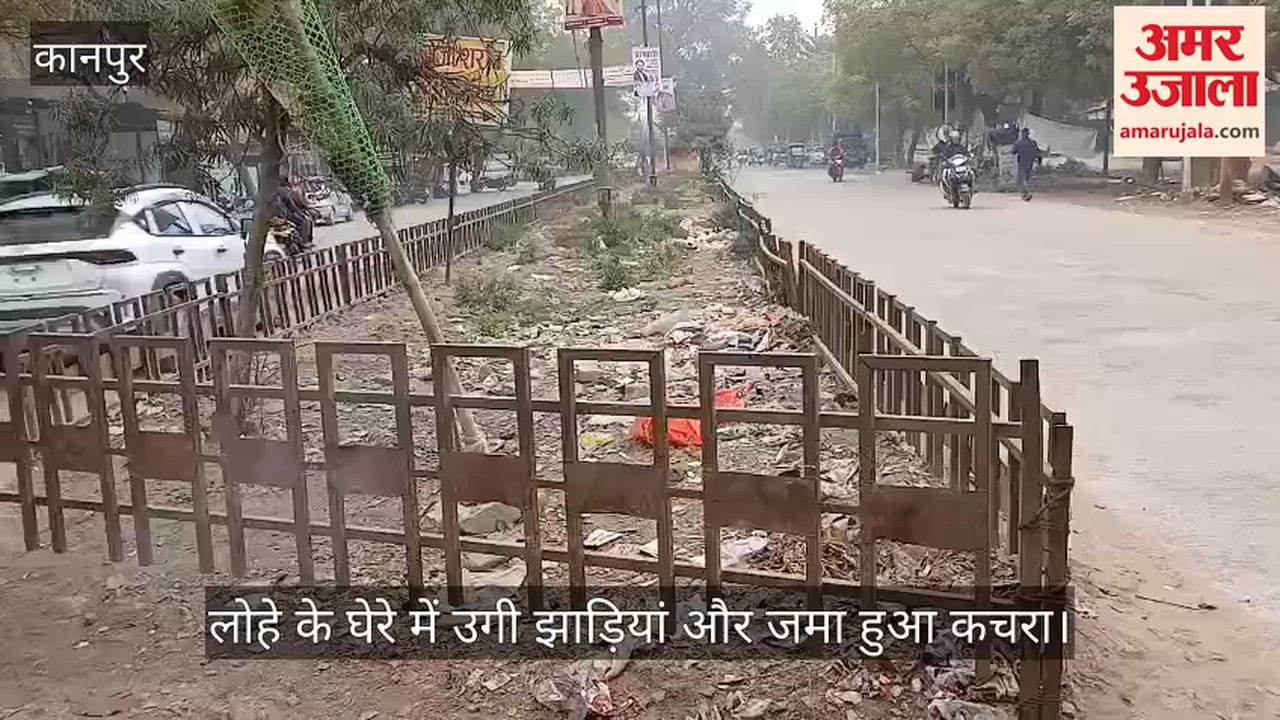 कानपुर: केशव पुरम में सरकारी धन की हरियाली गायब, करोड़ों की रेलिंग के बीच पौधों की जगह पसरी गंदगी