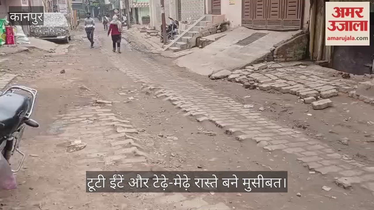 कानपुर: अशोक नगर में उखड़ गई इंटरलॉकिंग की ईंटें, ऊबड़-खाबड़ सड़क पर चलना हुआ दूभर
