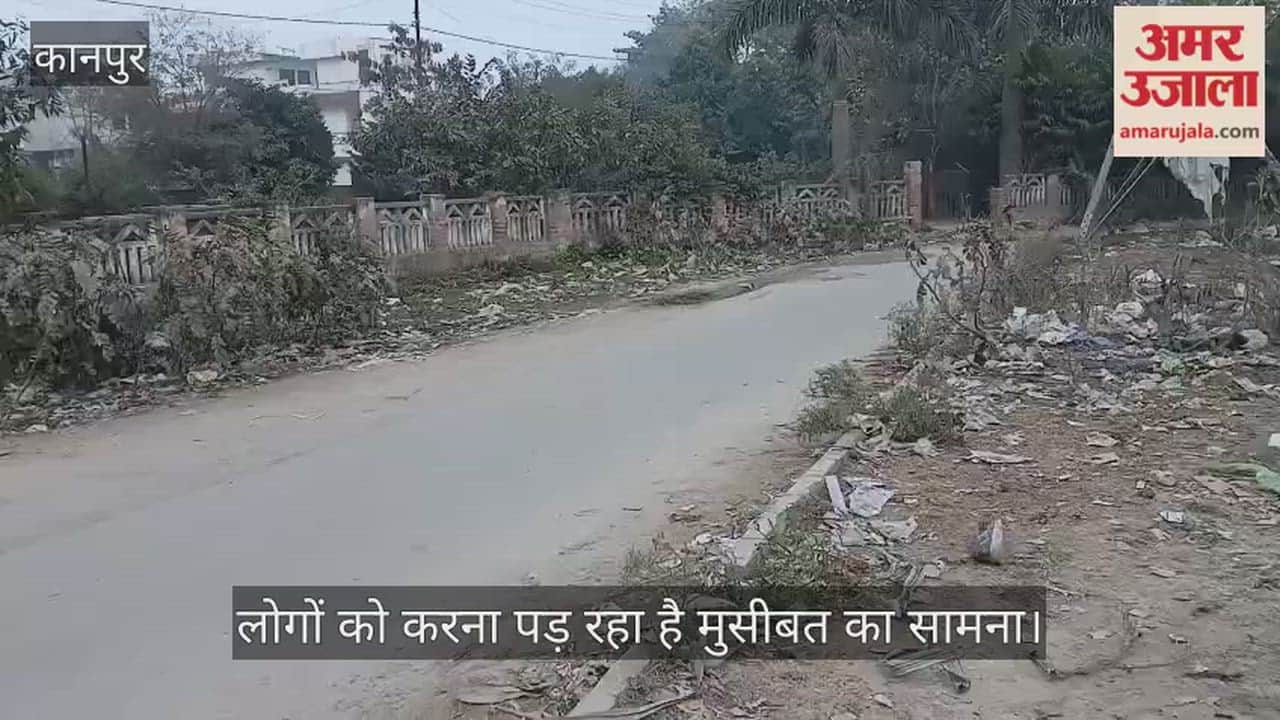 कानपुर: आवास विकास से अंबेडकरापुरम जाने वाली सड़क पर फैली गंदगी