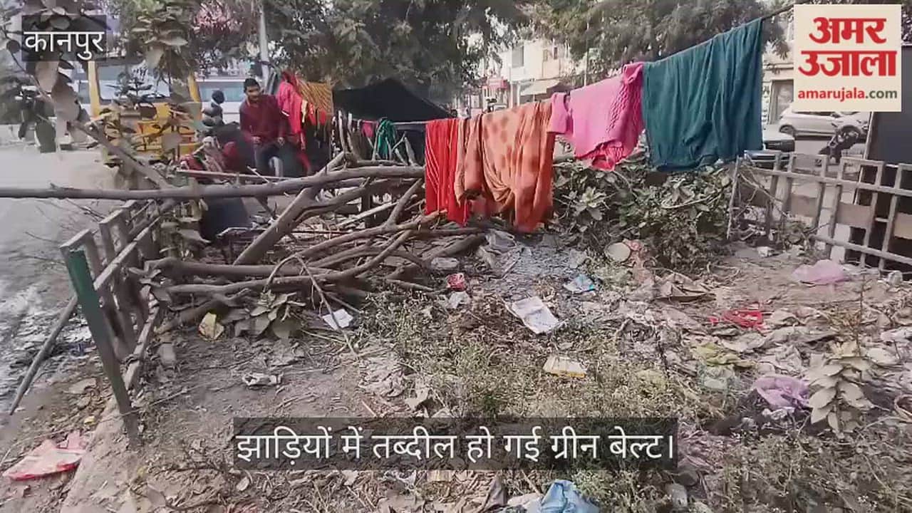 कानपुर: पनकी रोड चौकी स्थित ग्रीन बेल्ट में लगा गंदगी का अंबार