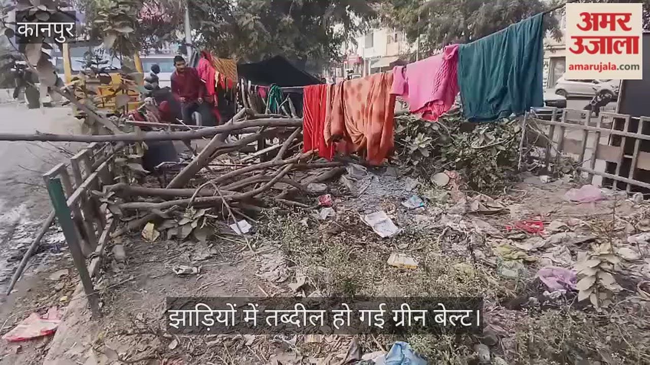 कानपुर: पनकी रोड चौकी स्थित ग्रीन बेल्ट में लगा गंदगी का अंबार