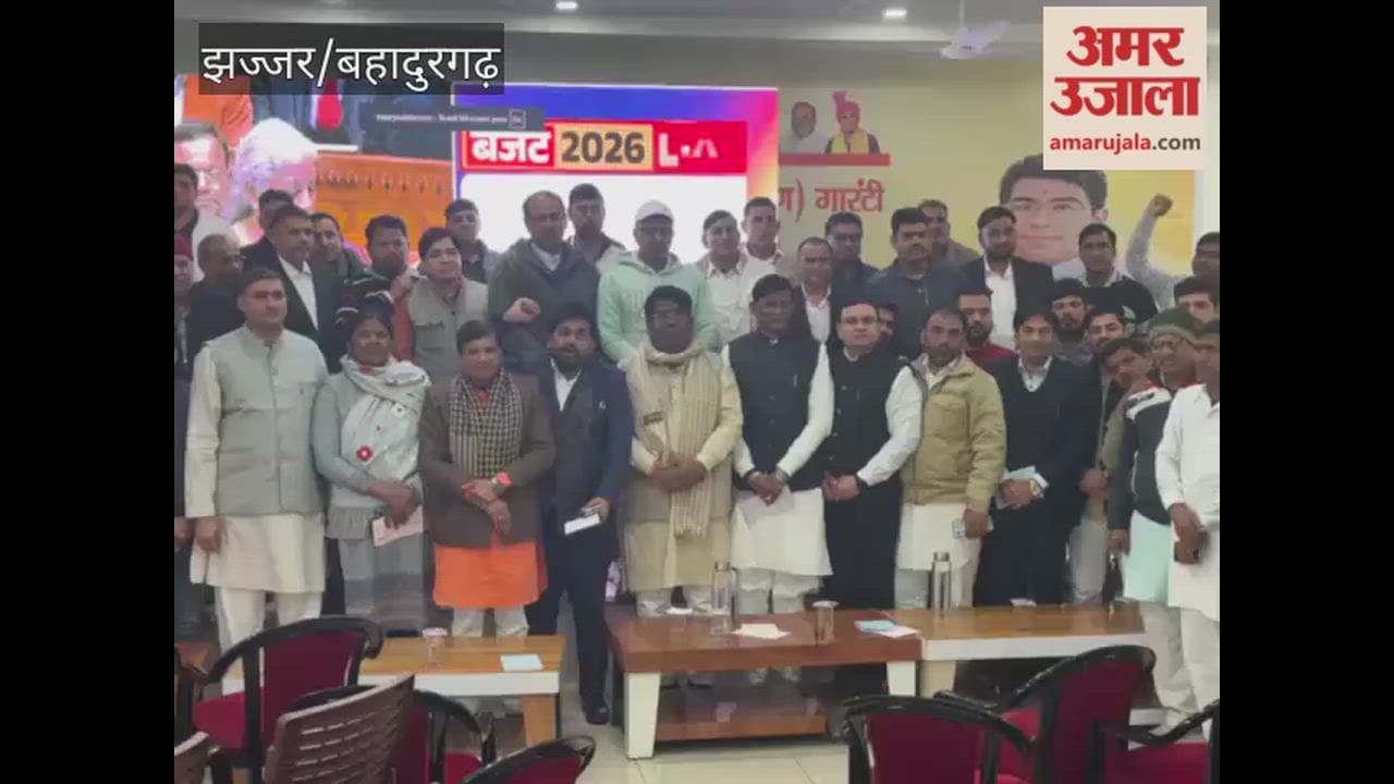 BJP workers collectively watched the budget on a big screen.
