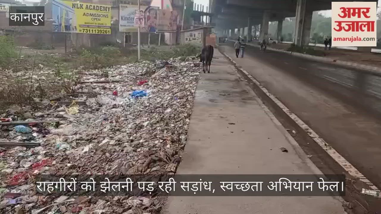 कानपुर में मंधना फ्लाईओवर के नीचे डंपिंग यार्ड, हाईवे किनारे कूड़े के अंबार से राहगीर परेशान