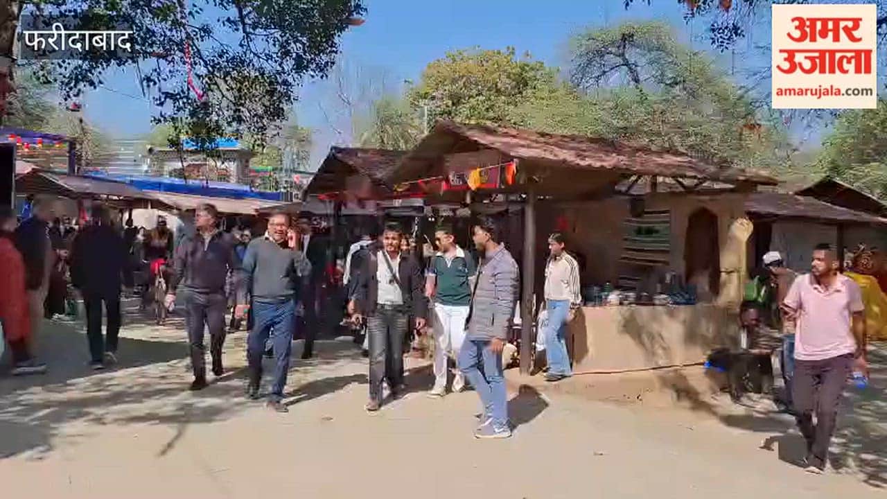 A large crowd of tourists gathered at the Thailand stall at the Surajkund Mela in Faridabad