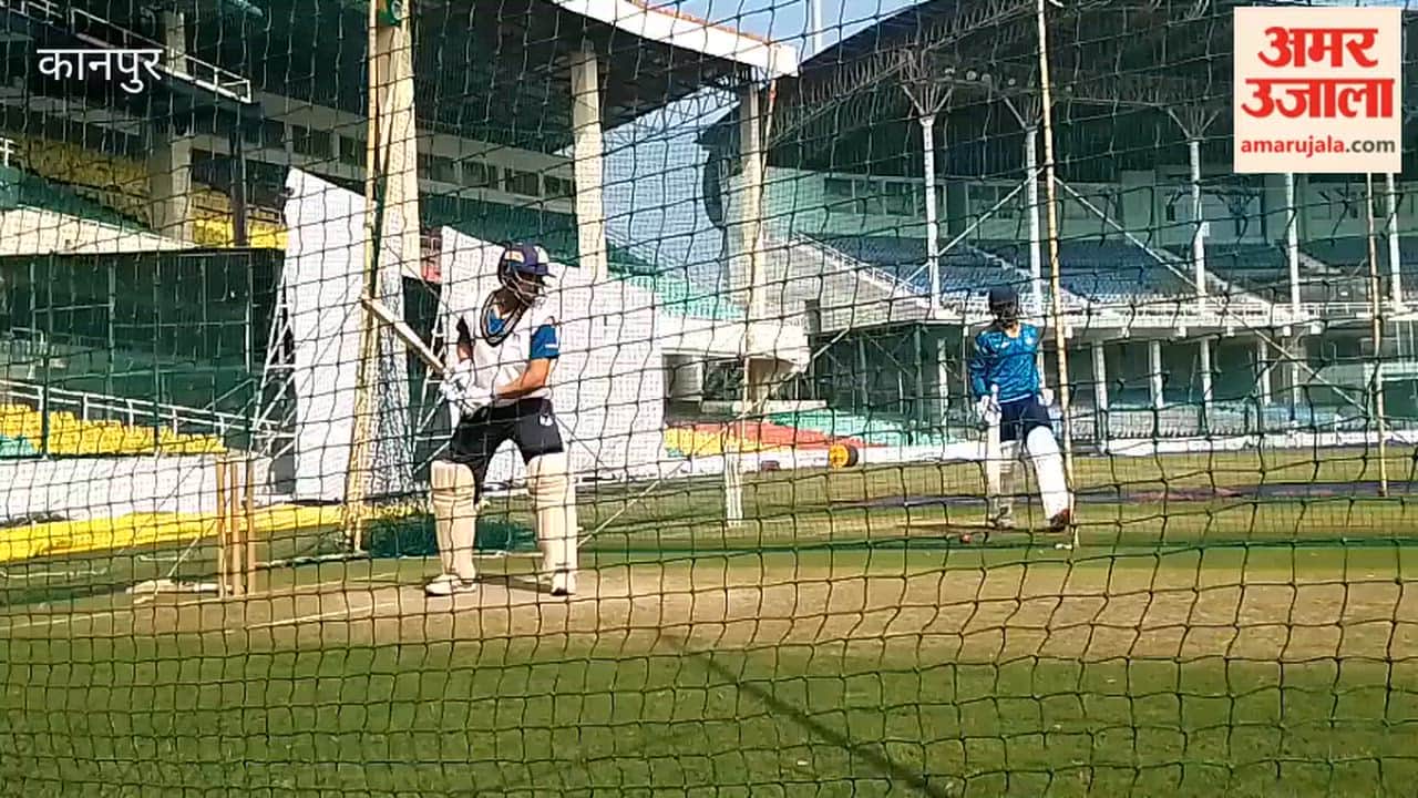 UP and Chandigarh teams practice in the nets at Green Park for the Colonel CK Nayudu Trophy
