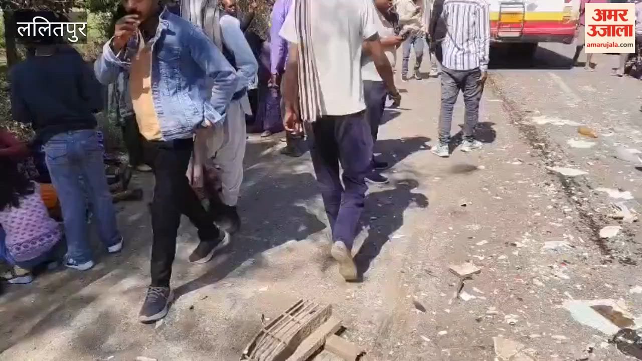 Bus and dumper collide in Lalitpur, over a dozen passengers injured