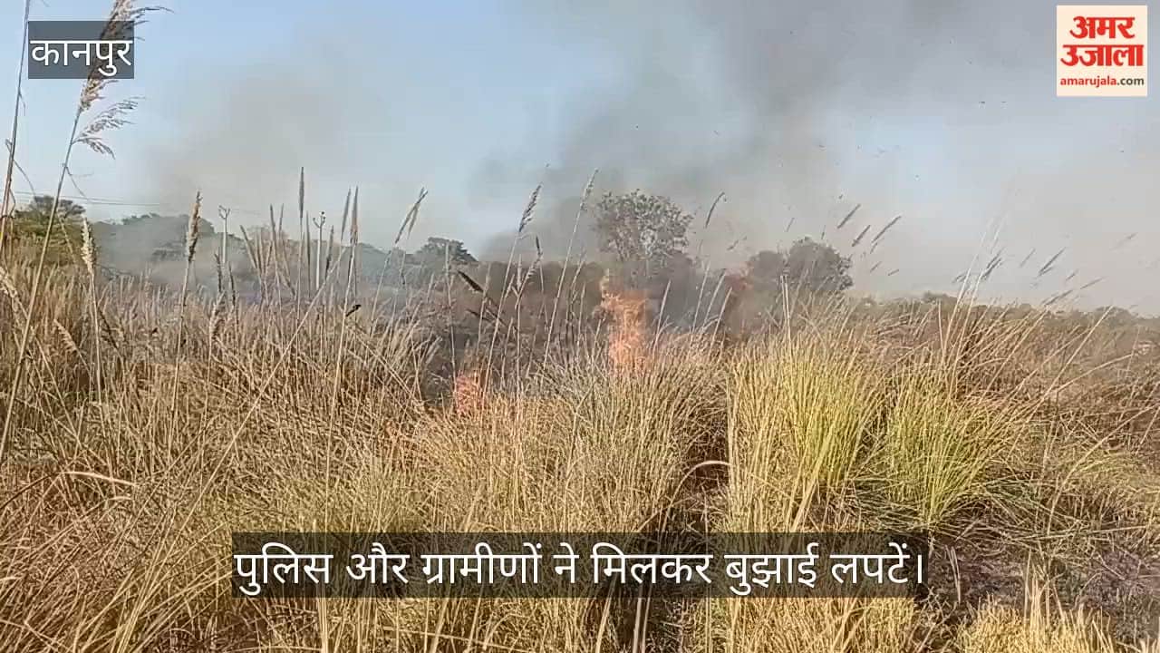 कानपुर: धरमपुर में झाड़ियों में लगी भीषण आग, दमकल ने एक घंटे में पाया काबू