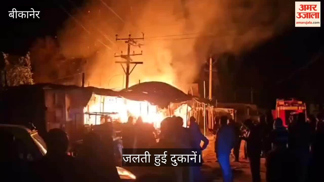 Bikaner News: Massive Fire at Gogamedi Veg Market, Shops Gutted in Suspected Short Circuit, Mishap Averted