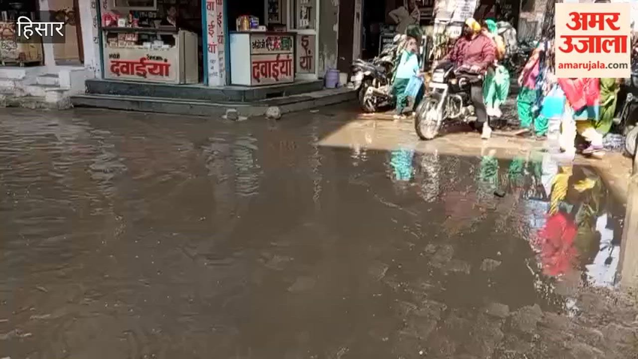 Due to a blocked sewer line in Hisar, dirty water has accumulated in Rishinagar.
