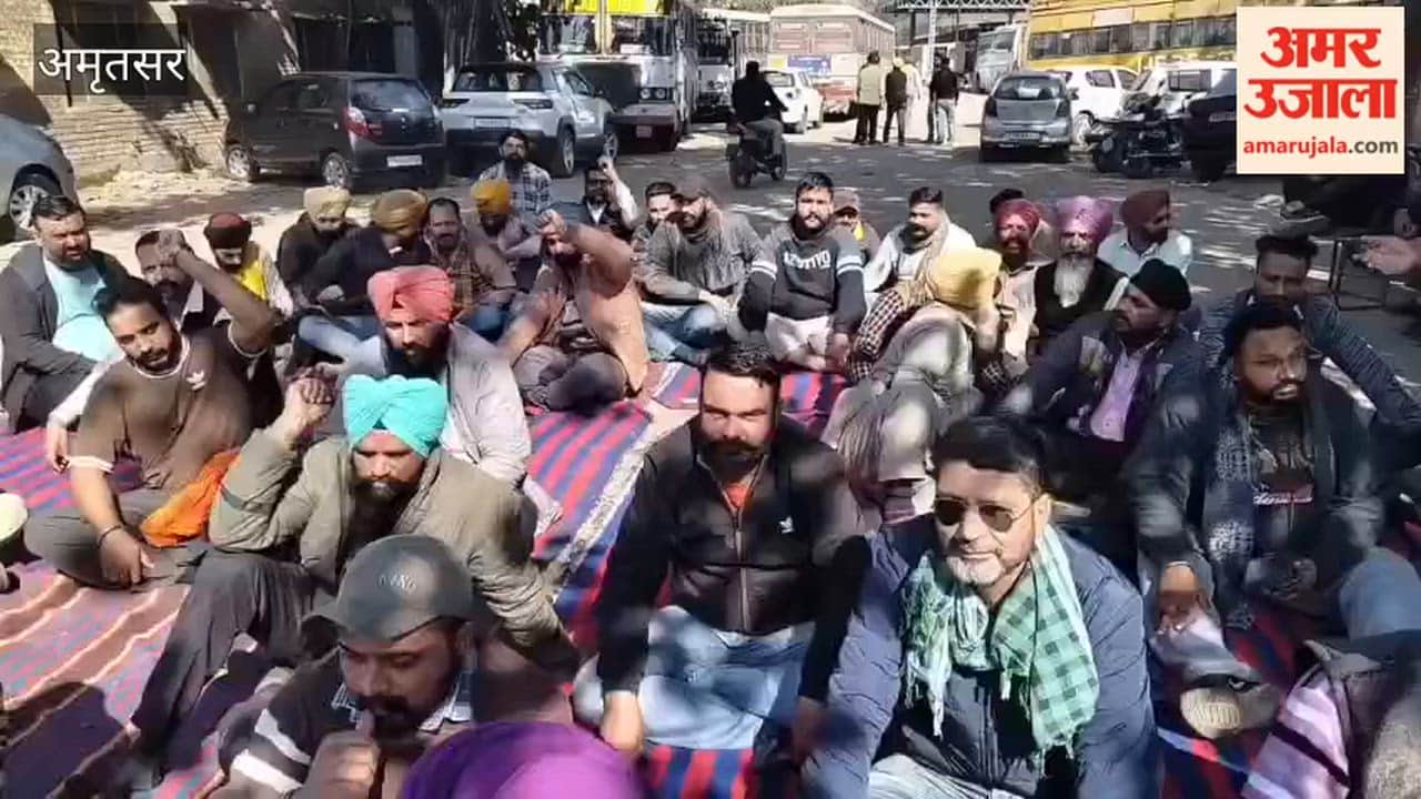 PUNBUS and PRTC Contact Worker Union protest in Amritsar demanding release of their colleagues