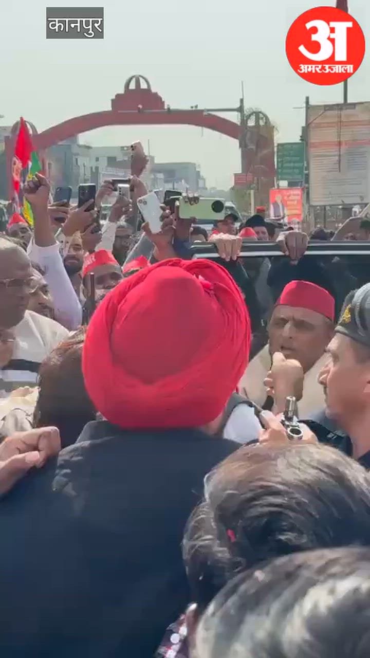कानपुर: सपा मुखिया का जोरदार स्वागत, जाजमऊ चेकपोस्ट पर उमड़ी कार्यकर्ताओं की भीड़
