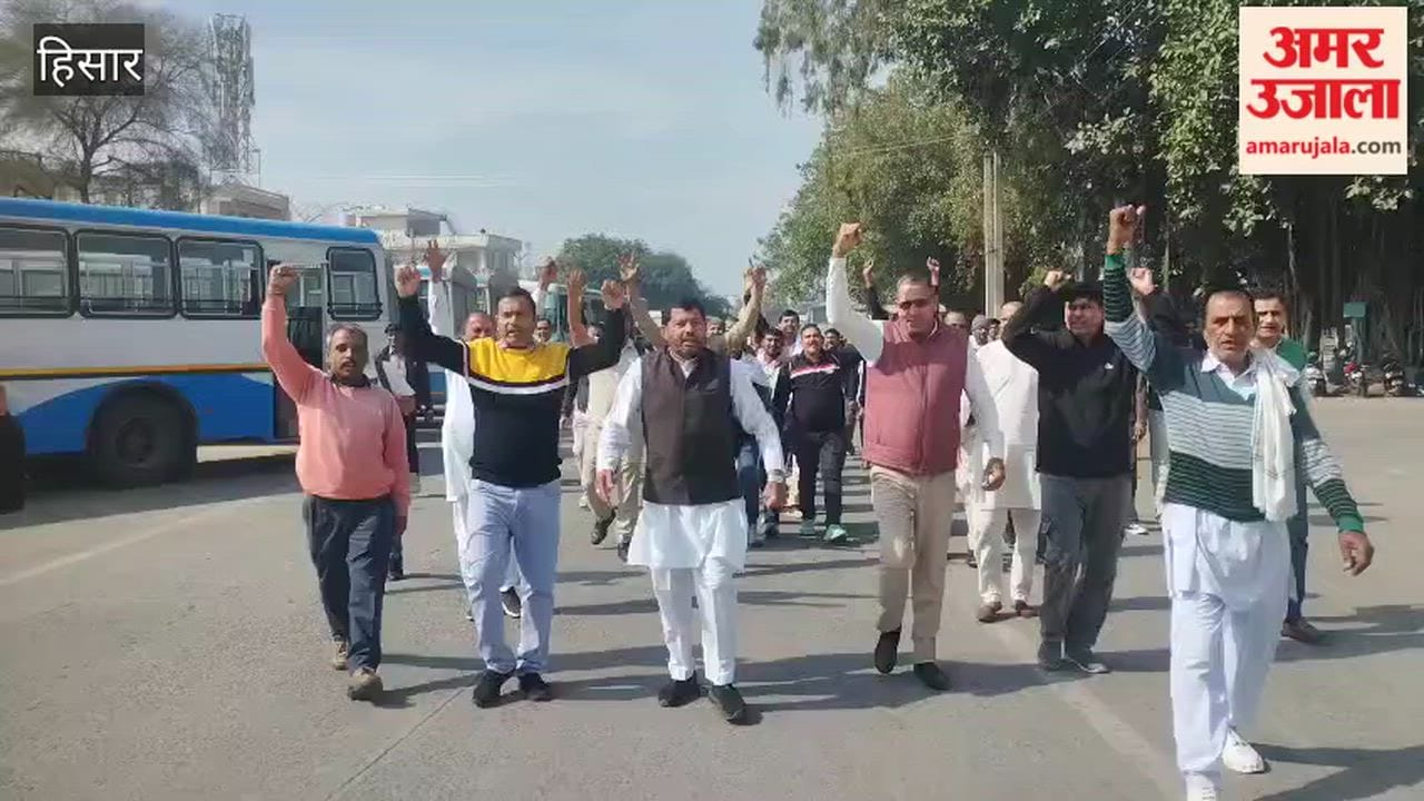 Roadways workers in Hisar raised slogans and took out a protest march on the campus.