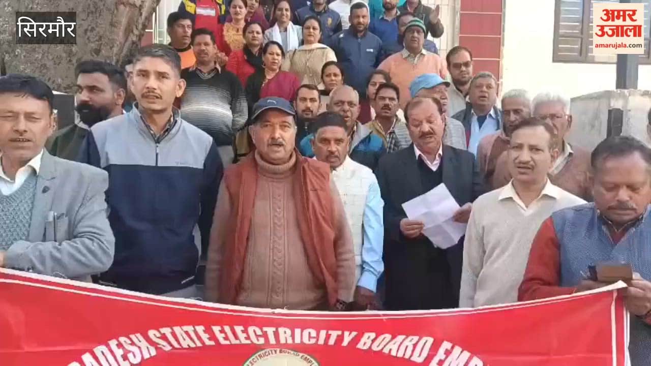 Sirmour: Electricity employees protest in Nahan against the privatization of the electricity board
