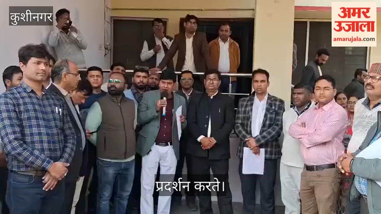 NHM Employees Union protested at the DM and CMO offices.