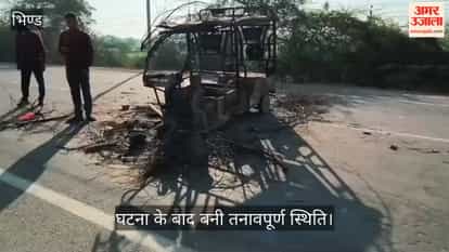 E-rickshaw collided with Kanwariyas and set them on fire, tense situation arose when Kanwar was broken.