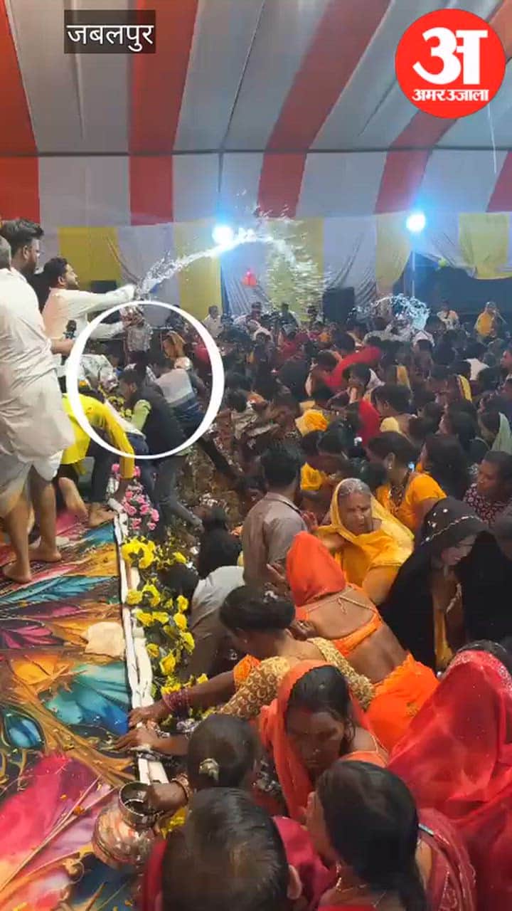 Water from a Kalash (water pot) was poured on women at the controversial Swami Uttam's event