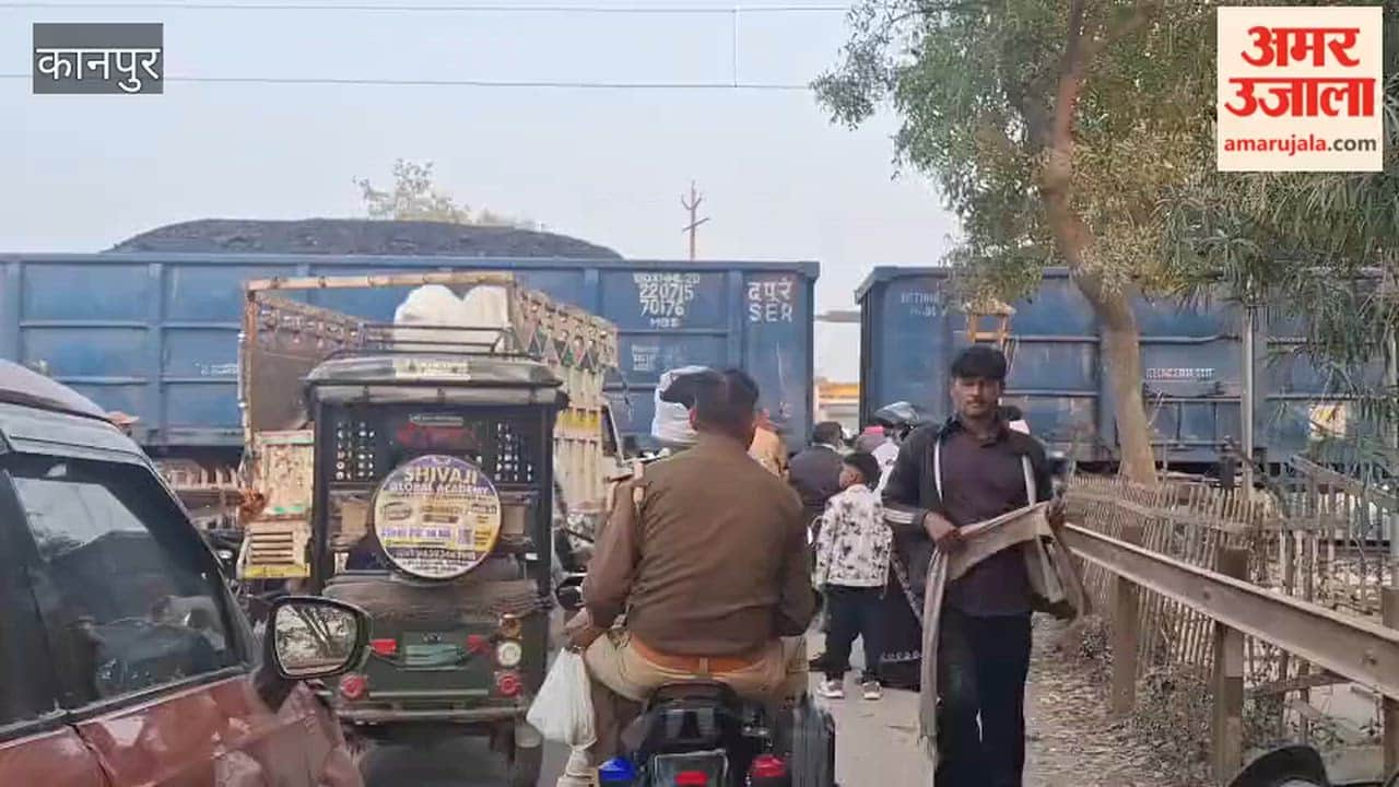 freight train stopped at the railway crossing, causing traffic jams at both ends for half an hour