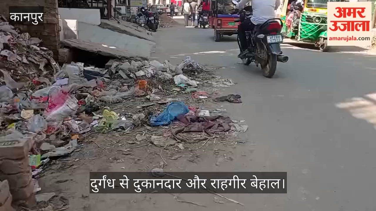 कानपुर: बंदीमाता मार्ग पर स्वच्छता का मखौल, झाड़ू लगाकर सड़क किनारे ही ढेर कर रहे कूड़ा