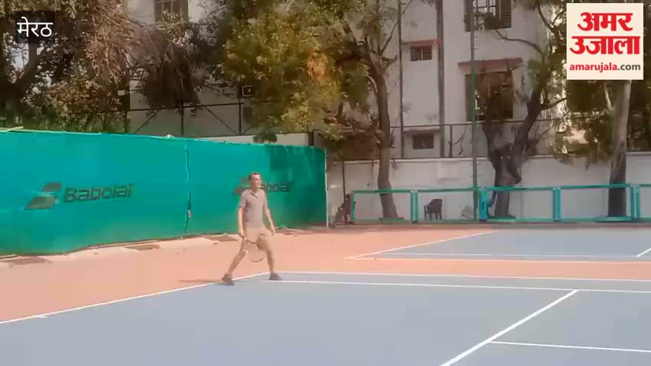Meerut: Players hit powerful shots on the fourth day of tennis tournament at Alexander Club