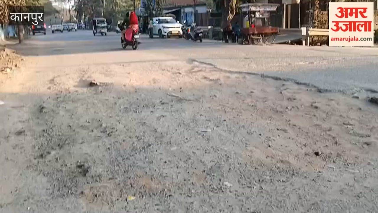 Kanpur: Potholes litter the road, causing accidents daily.