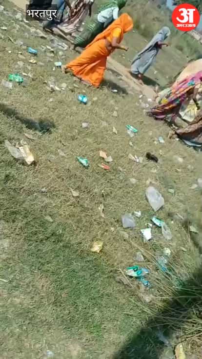 Chaos over liquor in  bharatpur women set fire to   liquor shop operating in  container