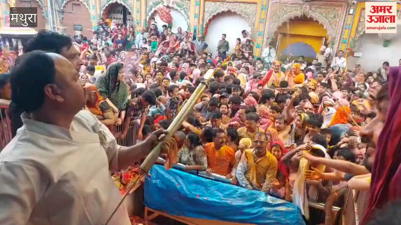 Grand Kunj Darshan at Dwarkadhish Temple Lord Plays Holi with Devotees in Mathura