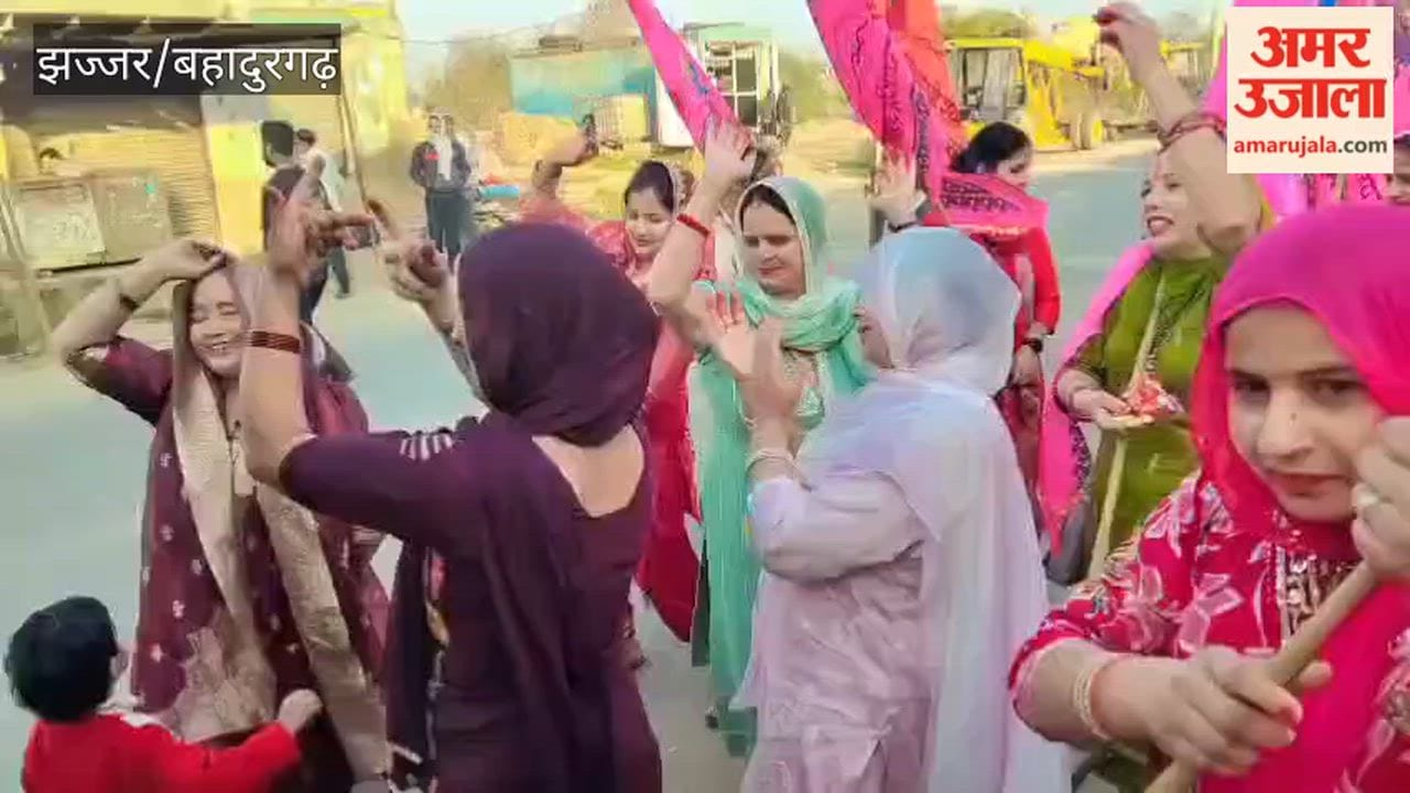 group of women from Badli's Luksar village left for Dhankot Shyam Temple with bhajans and songs
