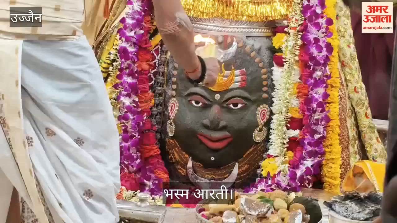Ujjain News: Baba Mahakal Adorned with Bhang Shringar, Devotees Witness Bhasma Aarti