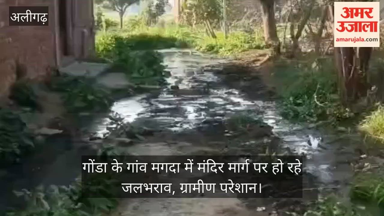 गोंडा के गांव मगदा में मंदिर मार्ग पर हो रहे जलभराव, ग्रामीण परेशान