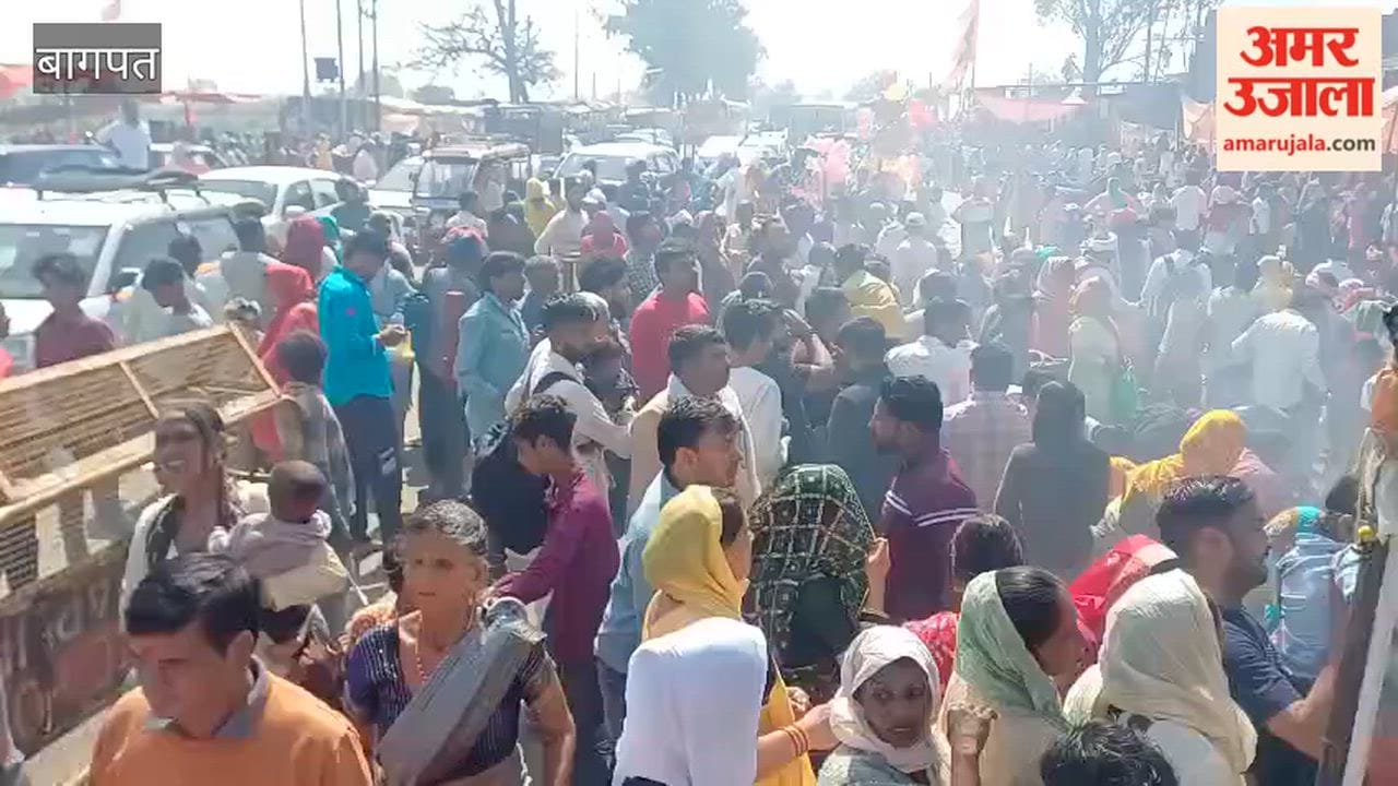 Baghpat: Crowd of devotees gathered at the cave Baba temple.