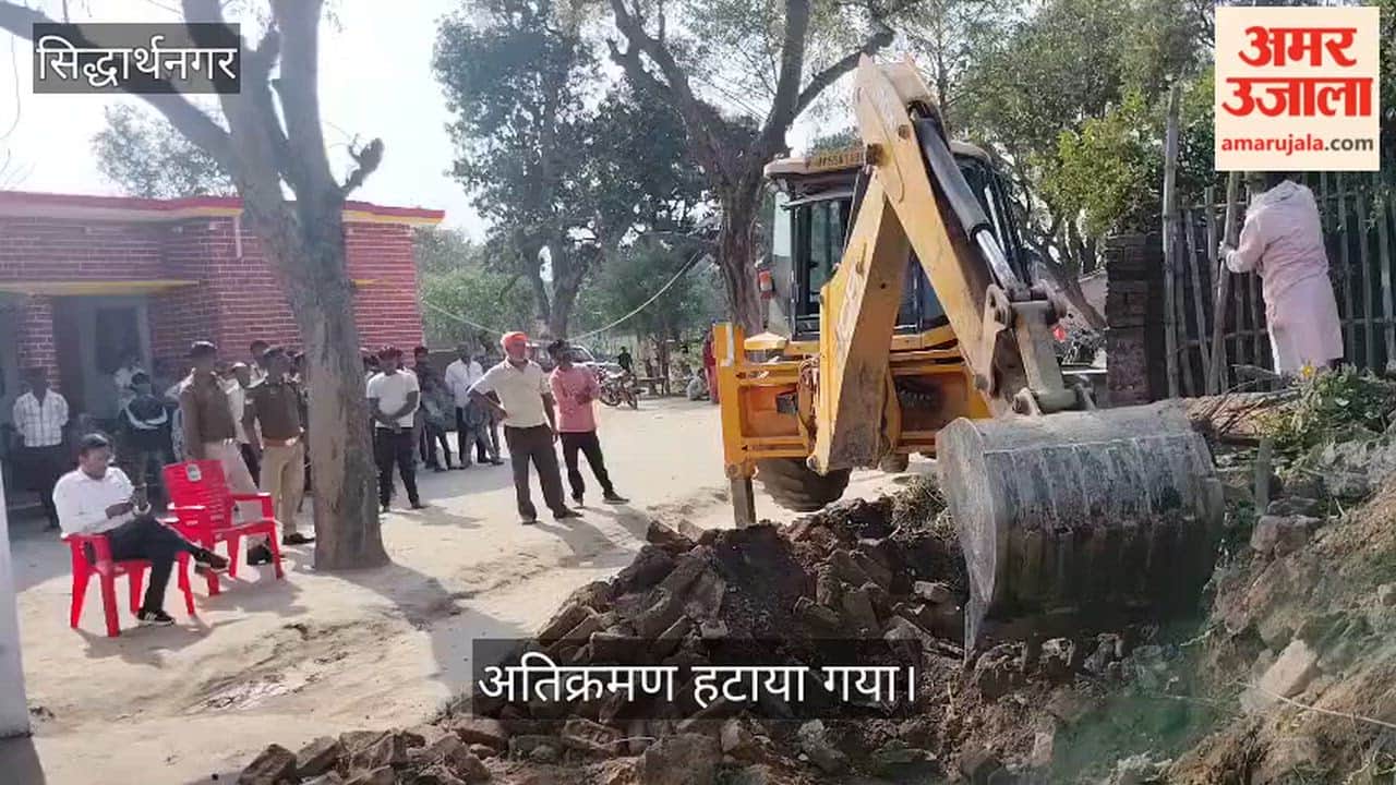 Encroachment removed in the presence of police force, removed with JCB