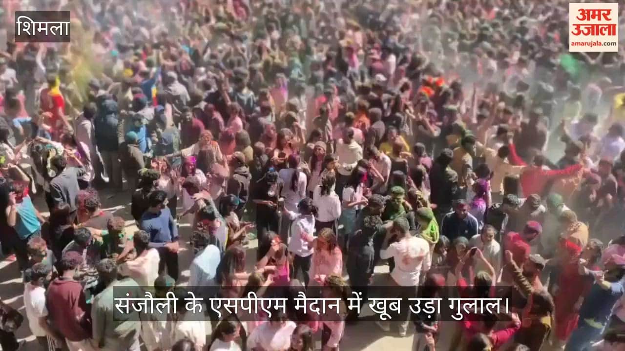 Gulal was thrown in abundance at the SPM ground in Sanjauli, as youngsters danced to the tunes of the DJ.