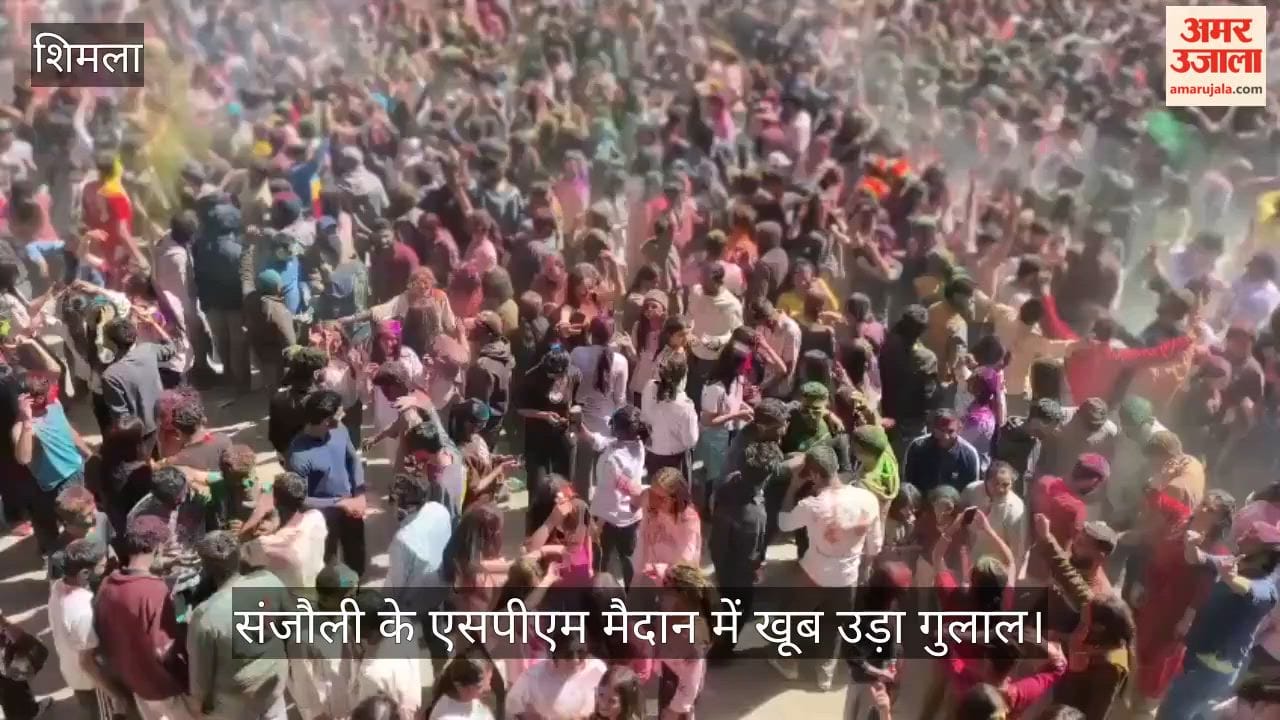 Gulal was thrown in abundance at the SPM ground in Sanjauli, as youngsters danced to the tunes of the DJ.