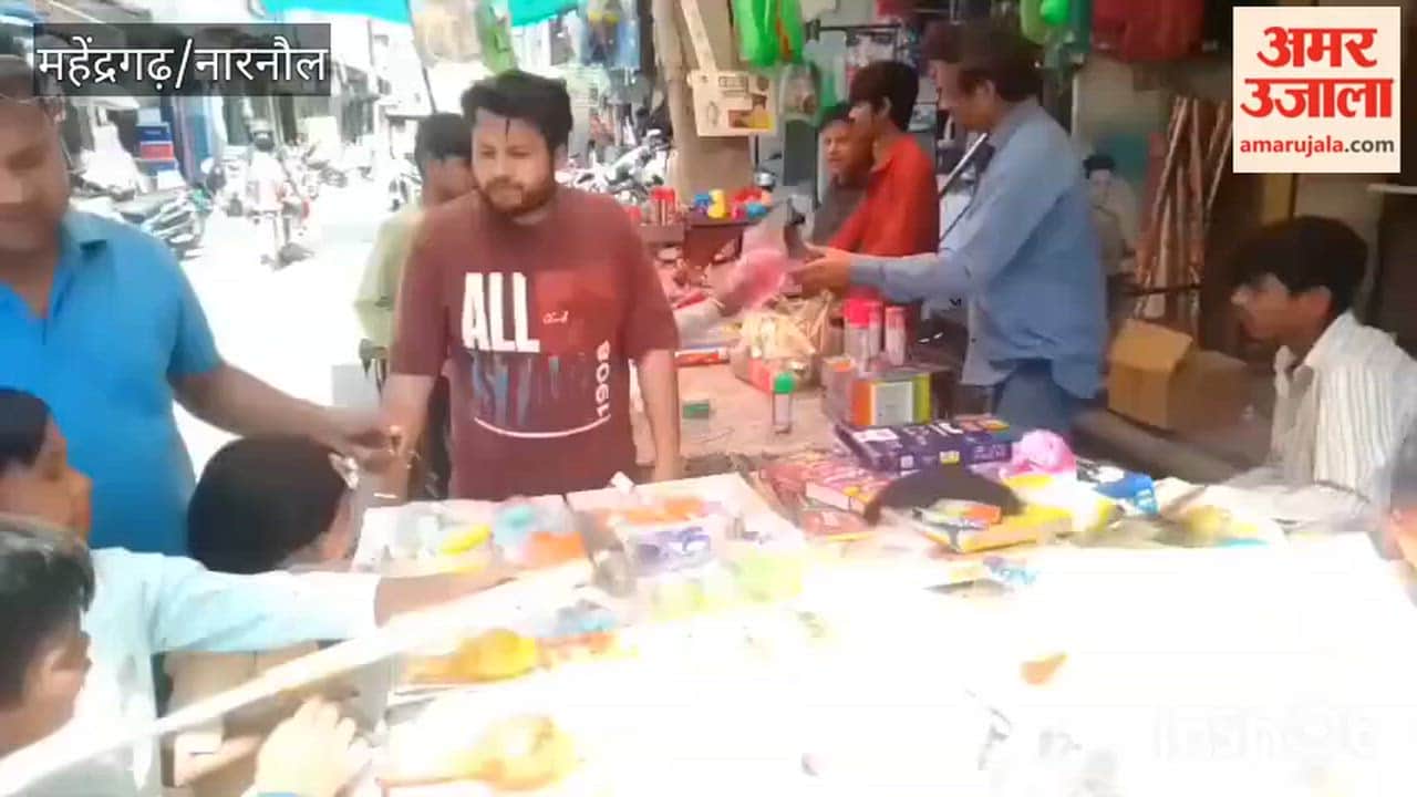 Shops selling colours and gulal are set up at intersections and markets