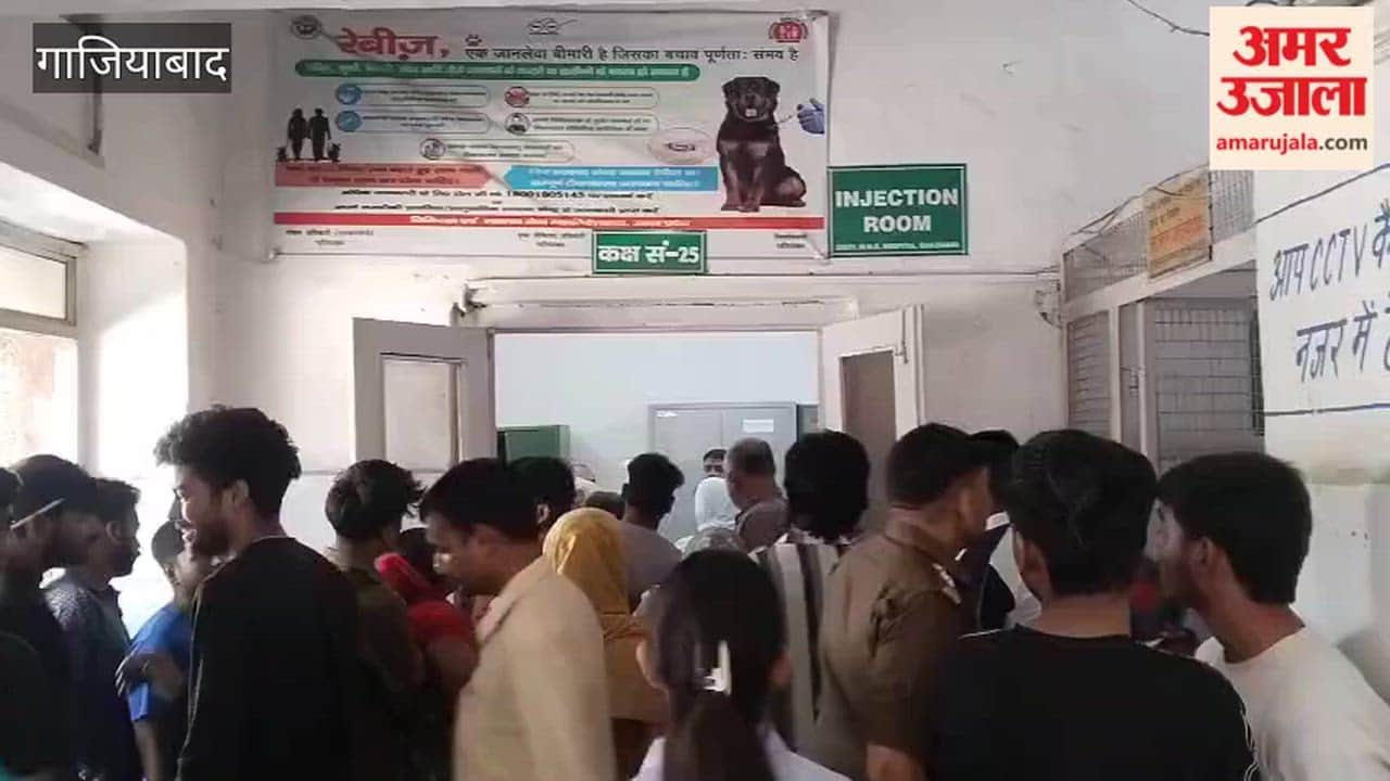 Ghaziabad long queues of dog and monkey bite victims gathered at MMG Hospital After Holi