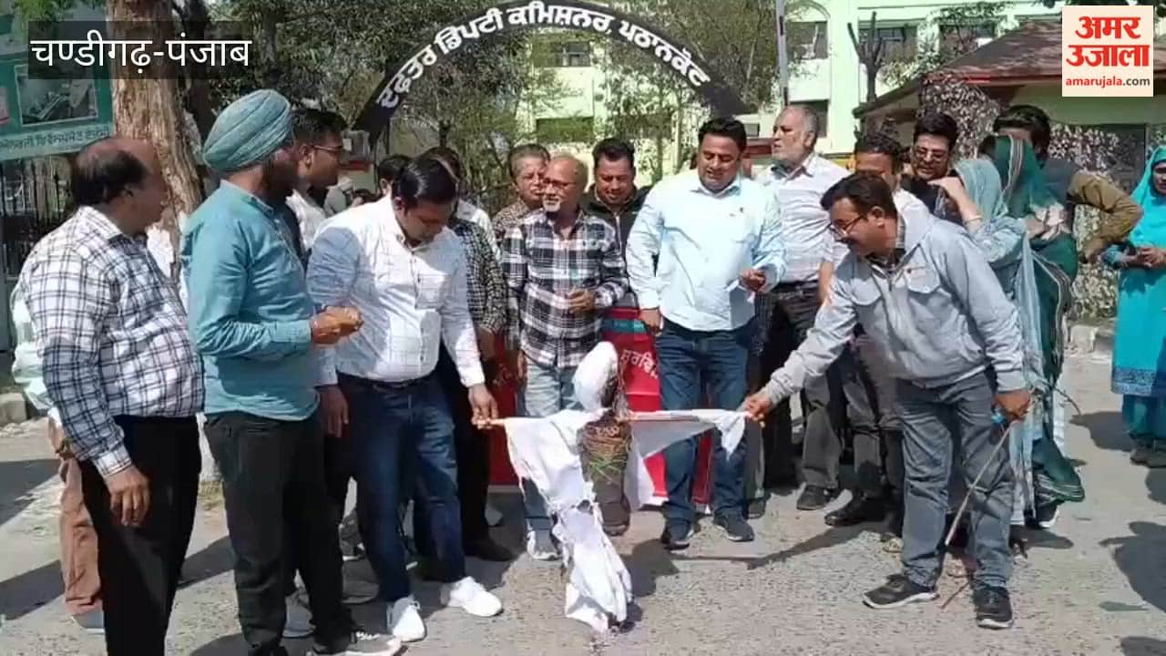 Punjab State Ministerial Services Union burnt the effigy of the government in Pathankot