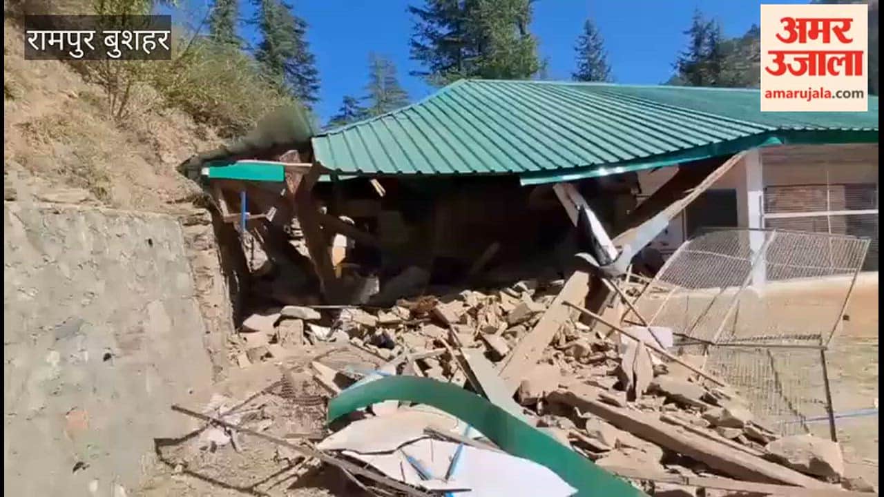 Rampur Bushahr An Anganwadi centre was destroyed by a rockfall during mining, a major accident was averted due to the holiday