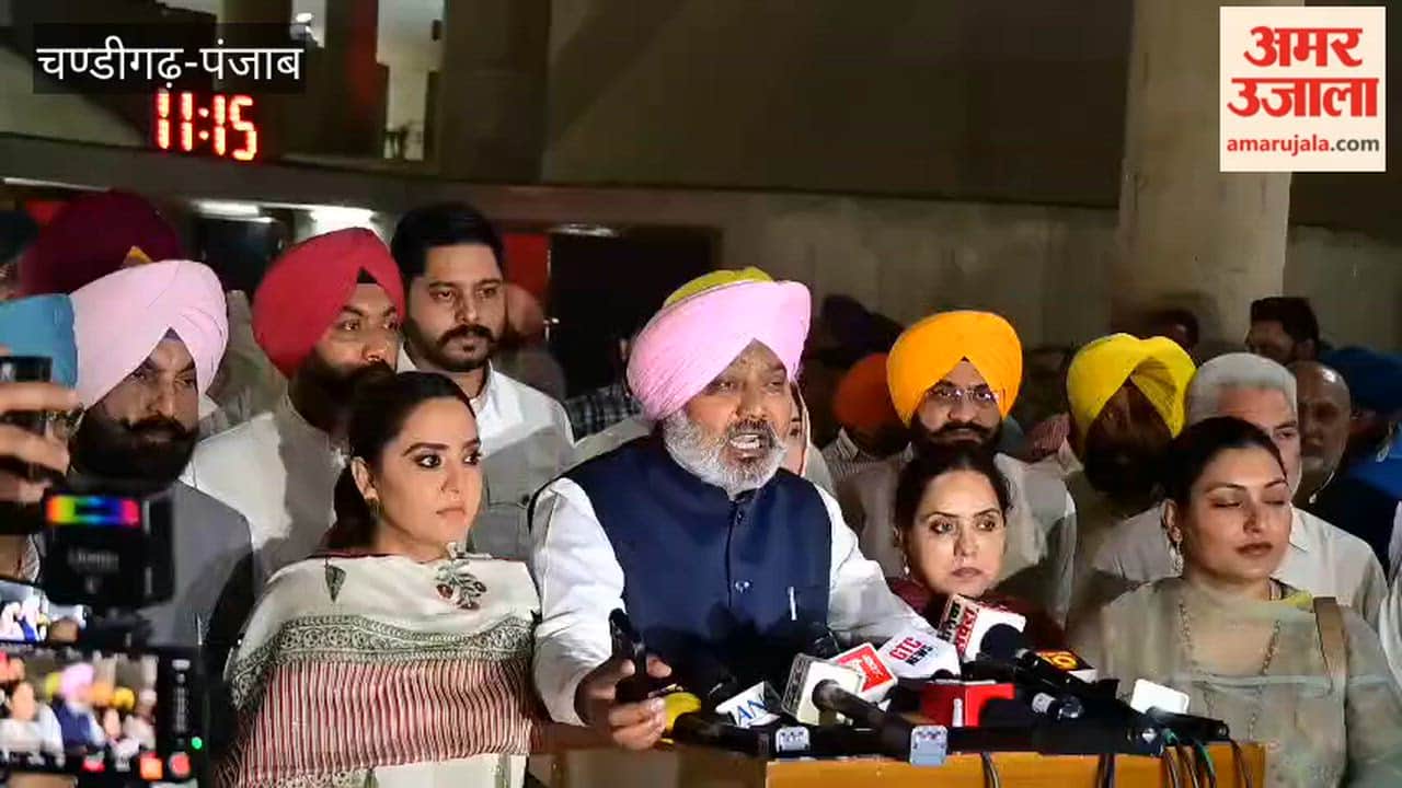 Finance Minister Harpal Cheema spoke to reporters outside the Assembly.