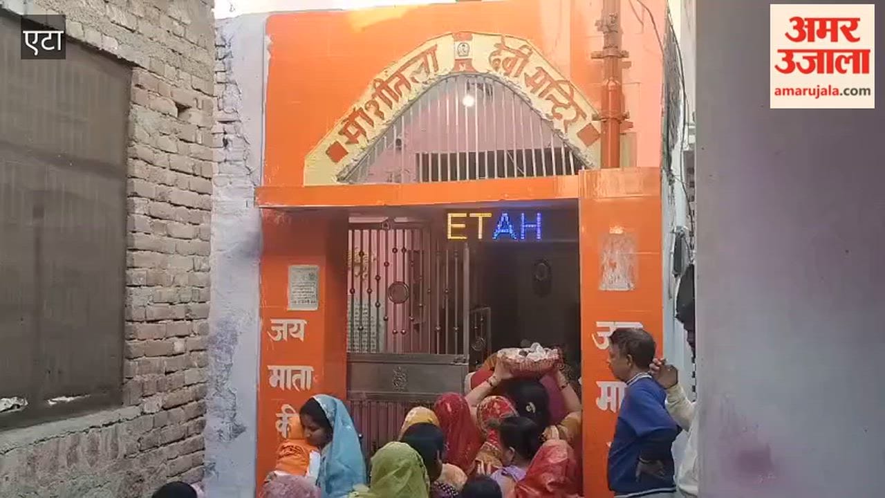 Long Queues at Sheetla Mata Temple in Etah for Traditional Basoda Worship