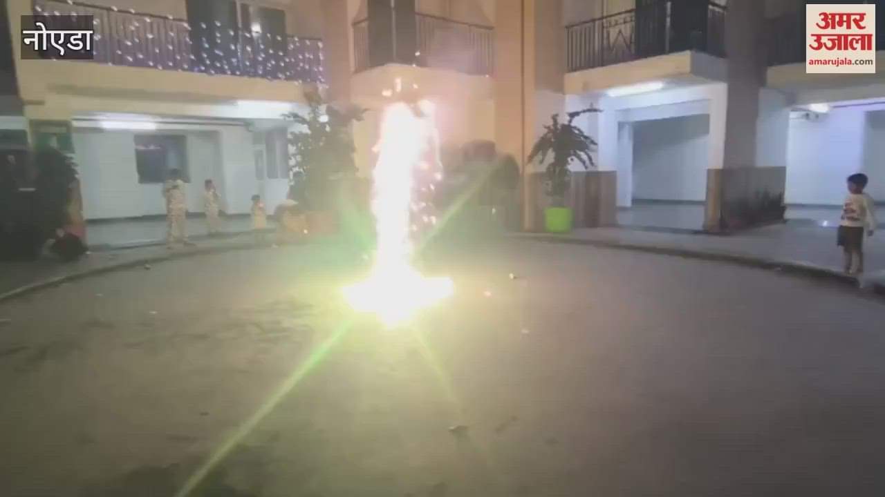 Diwali celebrations at White Orchid Society in Greater Noida West, with fireworks galore