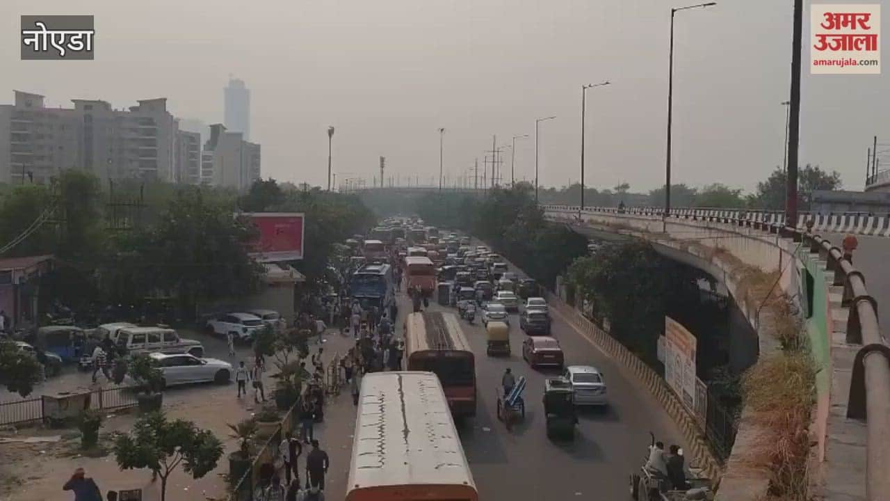 Crowds of people heading home to celebrate Diwali, near Botanical Garden in Noida