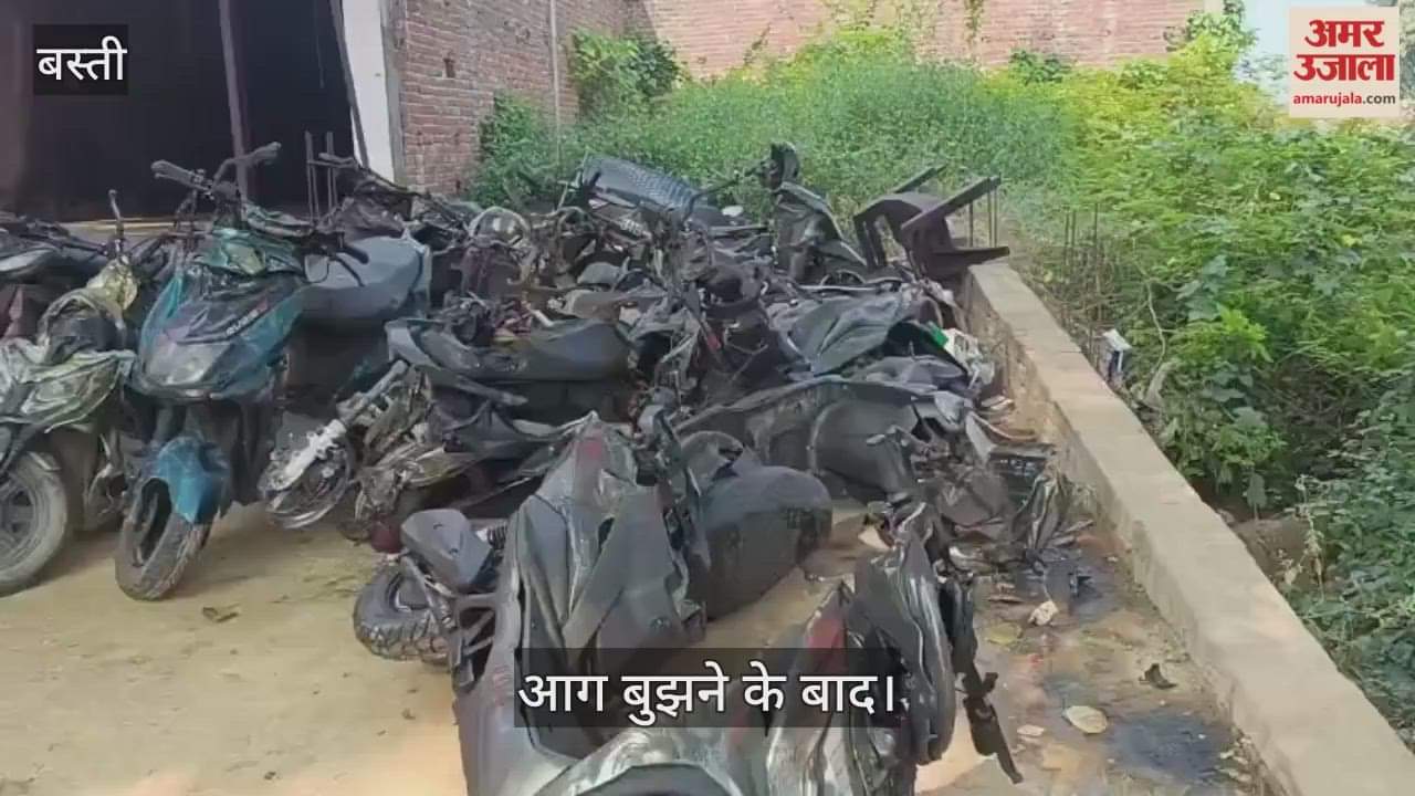 A massive fire broke out at an e-bike agency in Parshurampur, burning several bikes to ashes.