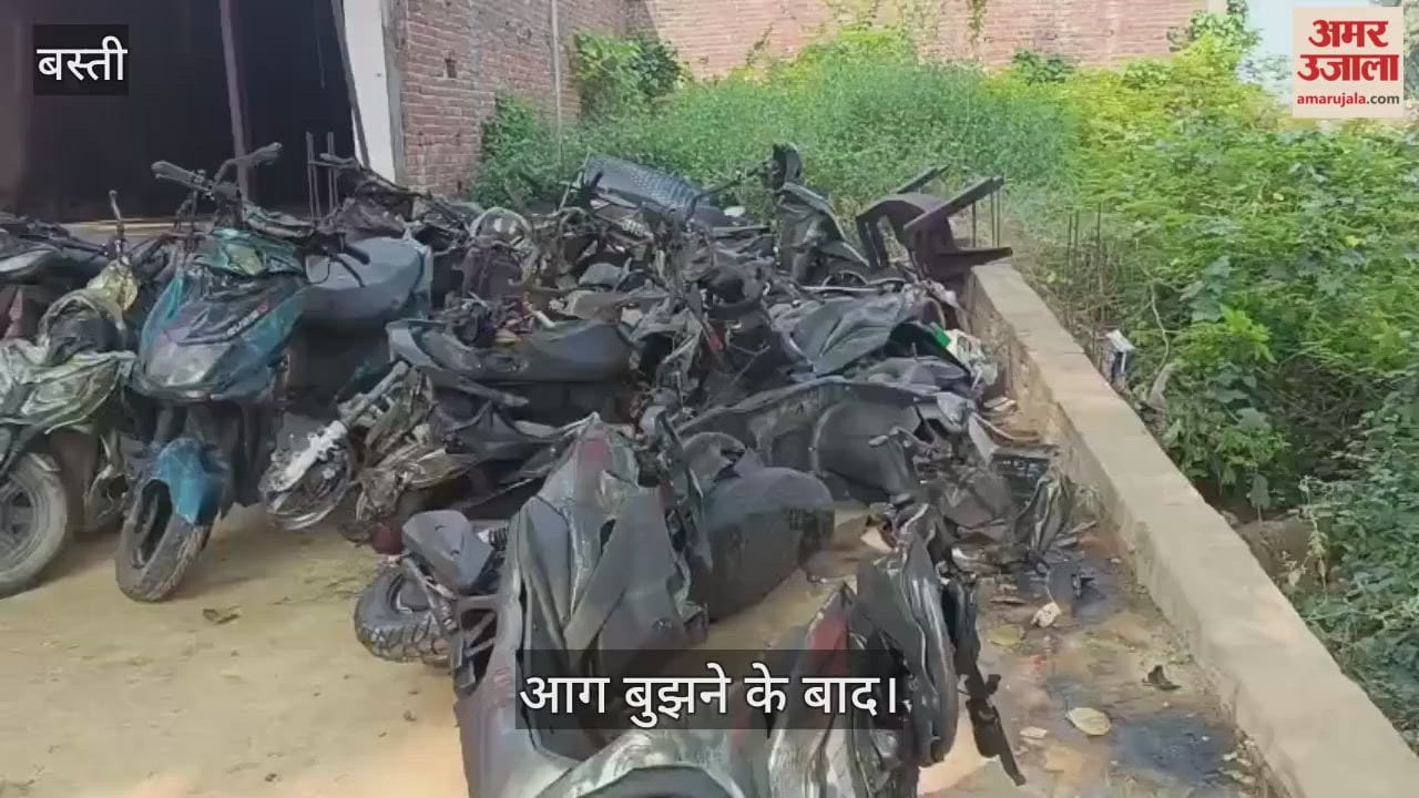 A massive fire broke out at an e-bike agency in Parshurampur, burning several bikes to ashes.